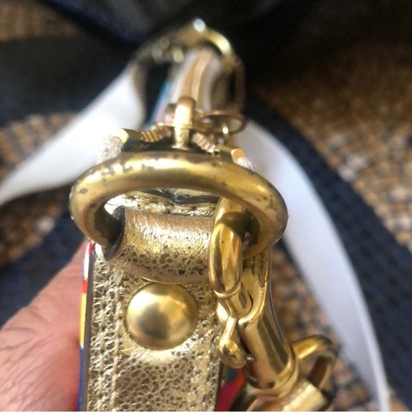 Coach Poppy Daisy Vibrant Colorful Signature “C” Gold Metallic Cross Body Bag - Picture 11 of 14